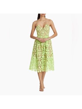 Self Portrait Azalea Dress Lime Green (US6/UK10)